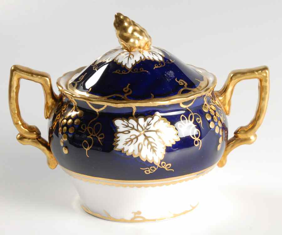 Vine Cobalt Blue Sugar Bowl & Lid by Royal Crown Derby-1