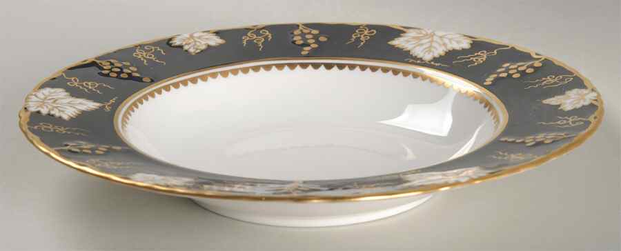 Vine Cobalt Blue Rim Soup Bowl by Royal Crown Derby-1