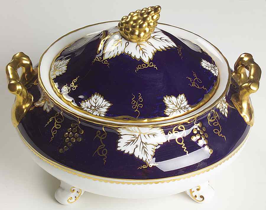 Vine Cobalt Blue Round Covered Vegetable by Royal Crown Derby-1