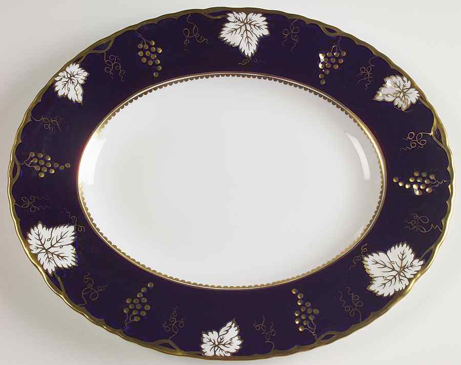 Vine Cobalt Blue 13" Oval Serving Platter by Royal Crown Derby-1