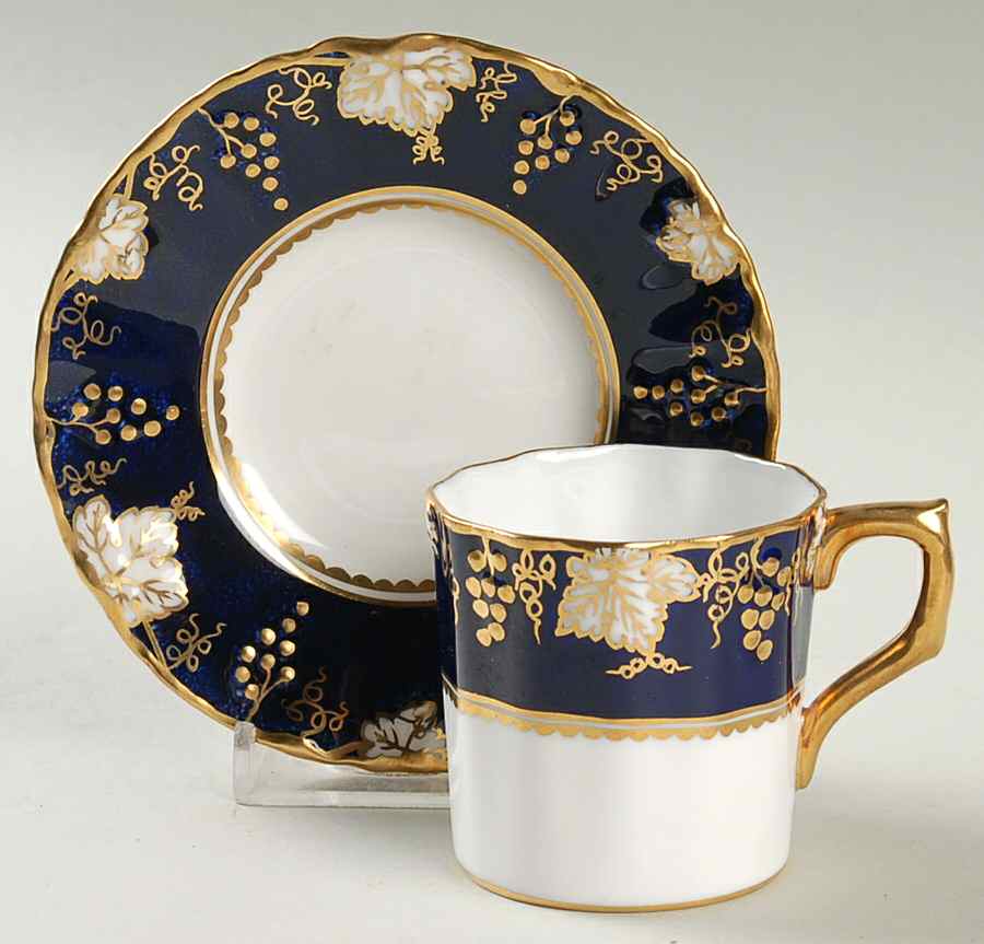 Vine Cobalt Blue Flat Demitasse Cup & Saucer Set by Royal Crown Derby-1