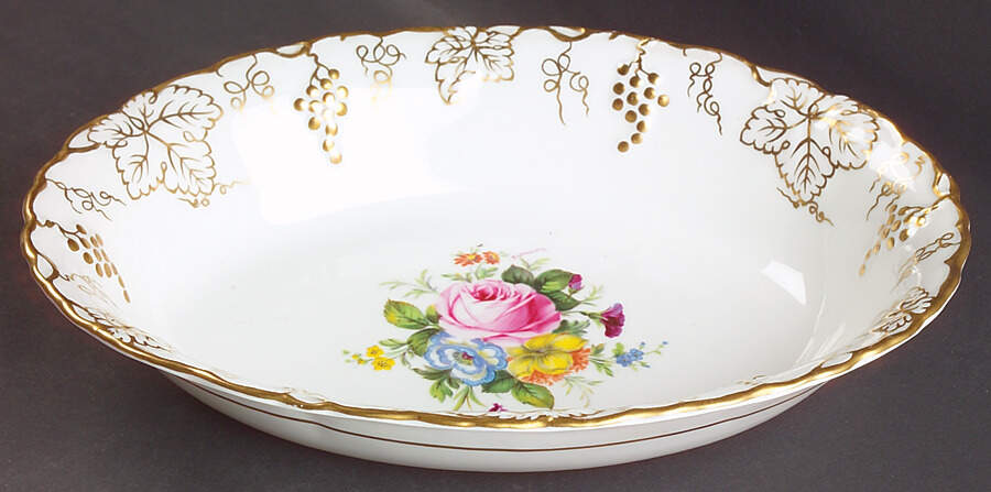 Vine Garnett Center 10" Oval Vegetable Bowl by Royal Crown Derby-1