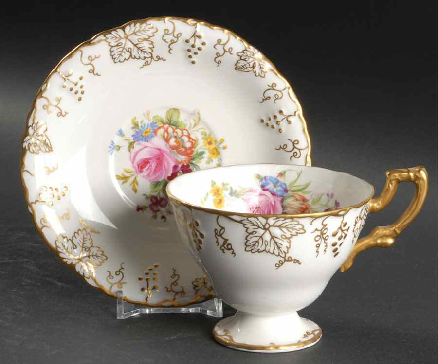 Vine Garnett Center Footed Cup & Saucer Set by Royal Crown Derby-1