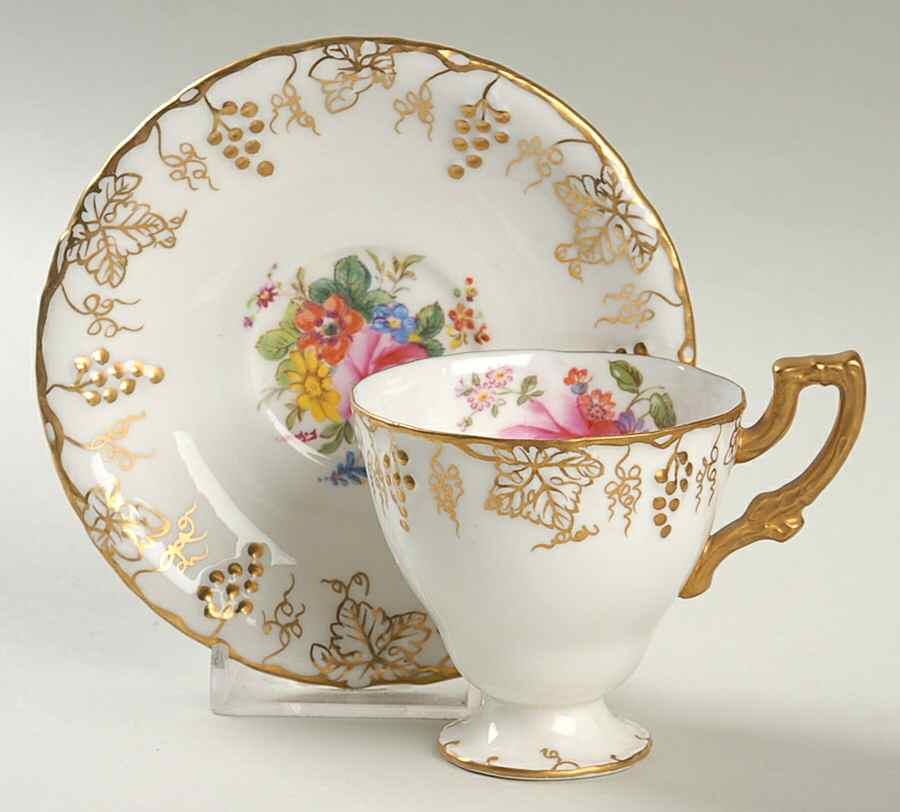 Vine Garnett Center Footed Demitasse Cup & Saucer Set by Royal Crown Derby-1