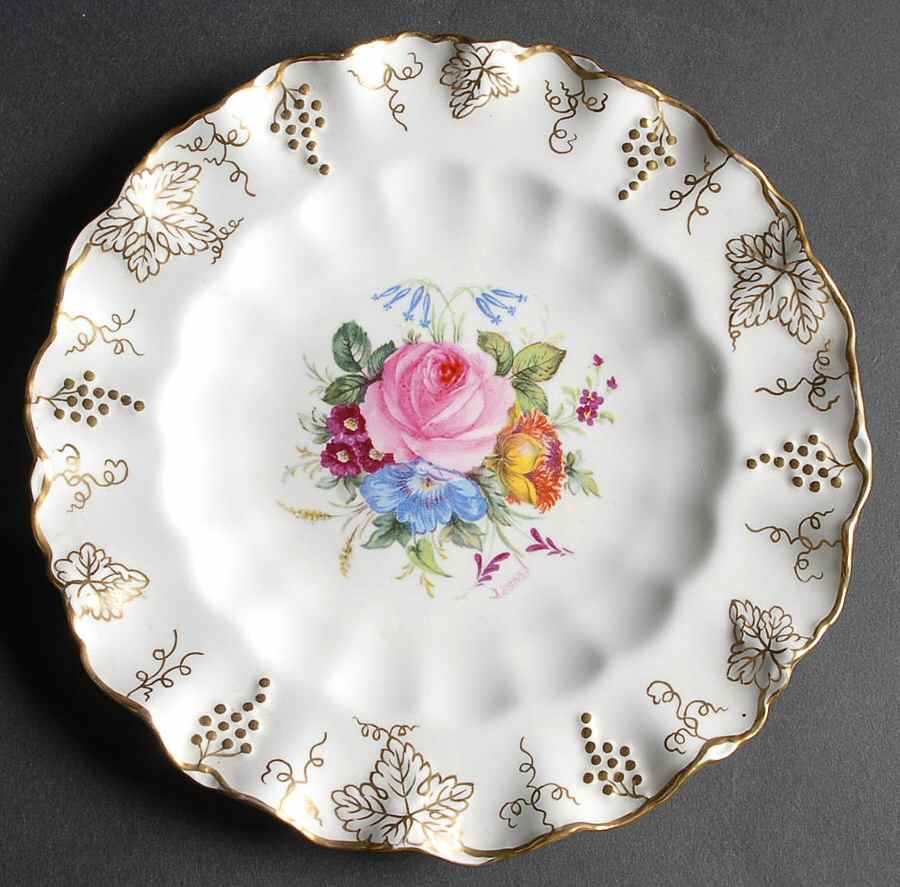 Vine Garnett Center Sheffield Dessert Plate by Royal Crown Derby-1