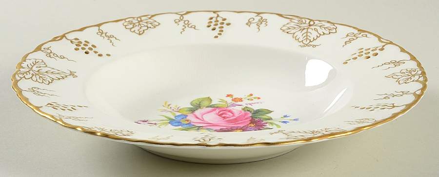 Vine Garnett Center Rim Soup Bowl by Royal Crown Derby-1