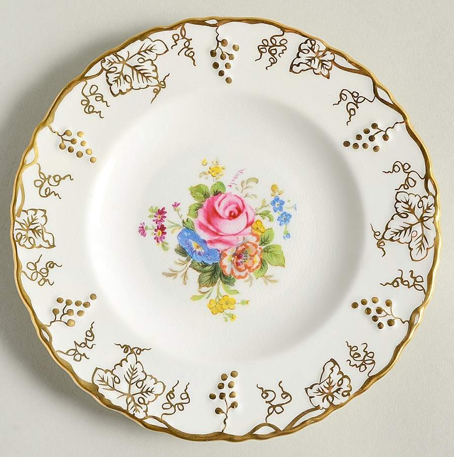 Vine Garnett Center Bread & Butter Plate by Royal Crown Derby-1