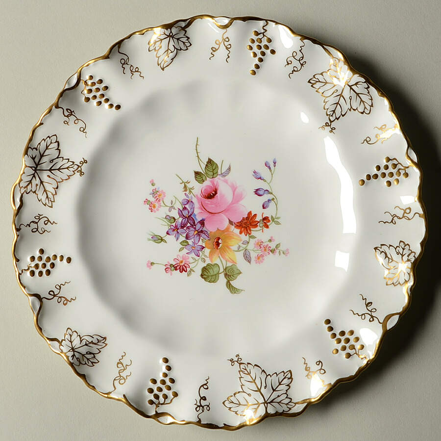 Vine (Posie Center) Sheffield Dessert Plate by Royal Crown Derby-1