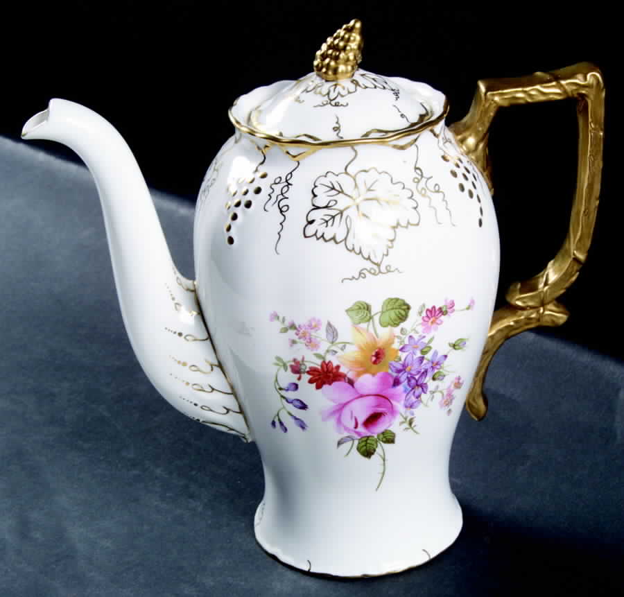 Vine (Posie Center) Small Coffee Pot & Lid by Royal Crown Derby-1