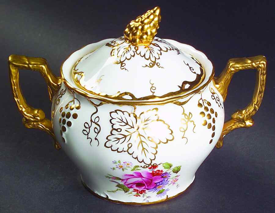 Vine (Posie Center) Sugar Bowl & Lid by Royal Crown Derby-1