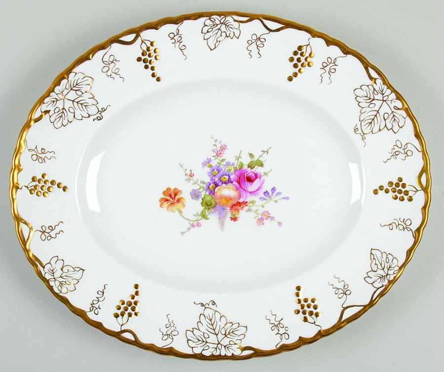 Vine (Posie Center) 13" Oval Serving Platter by Royal Crown Derby-1