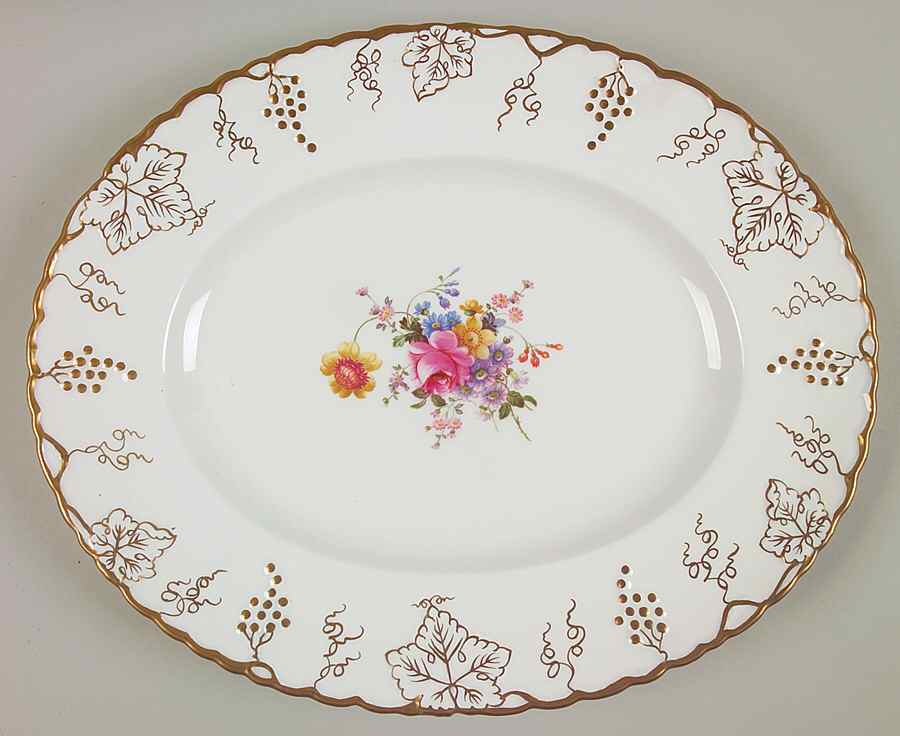 Vine (Posie Center) 15" Oval Serving Platter by Royal Crown Derby-1