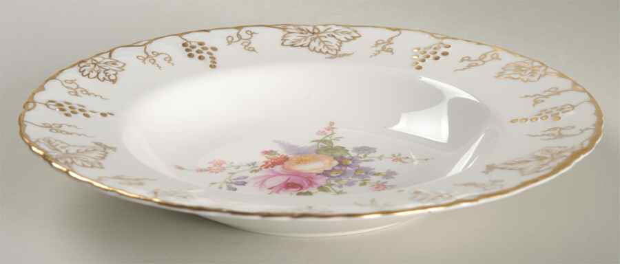 Vine (Posie Center) Rim Soup Bowl by Royal Crown Derby-1