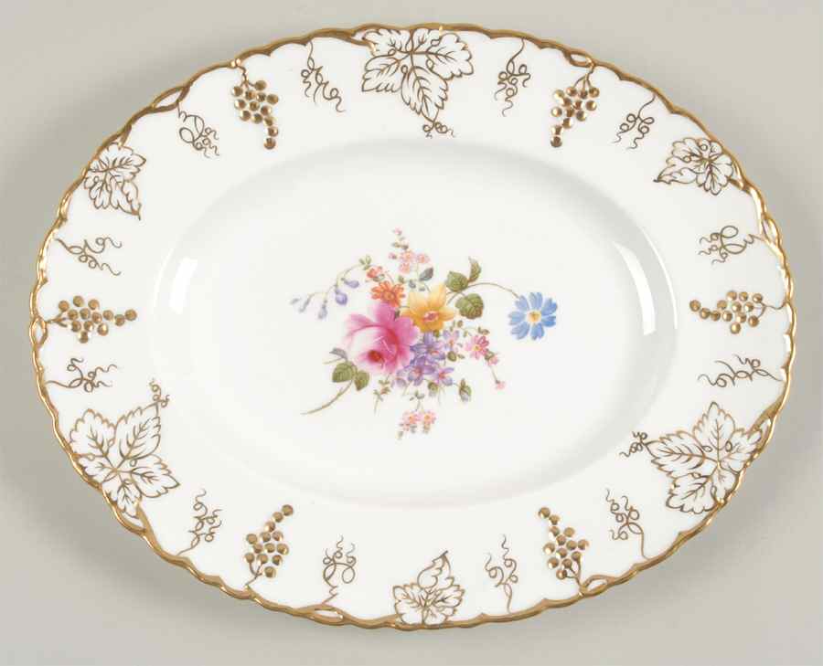 Vine (Posie Center) 11" Oval Serving Platter by Royal Crown Derby-1