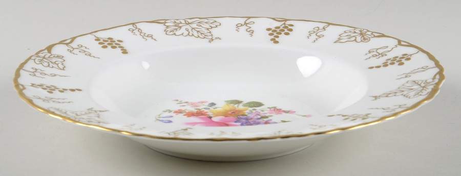 Vine (Posie Center) Rim Soup Bowl by Royal Crown Derby-1