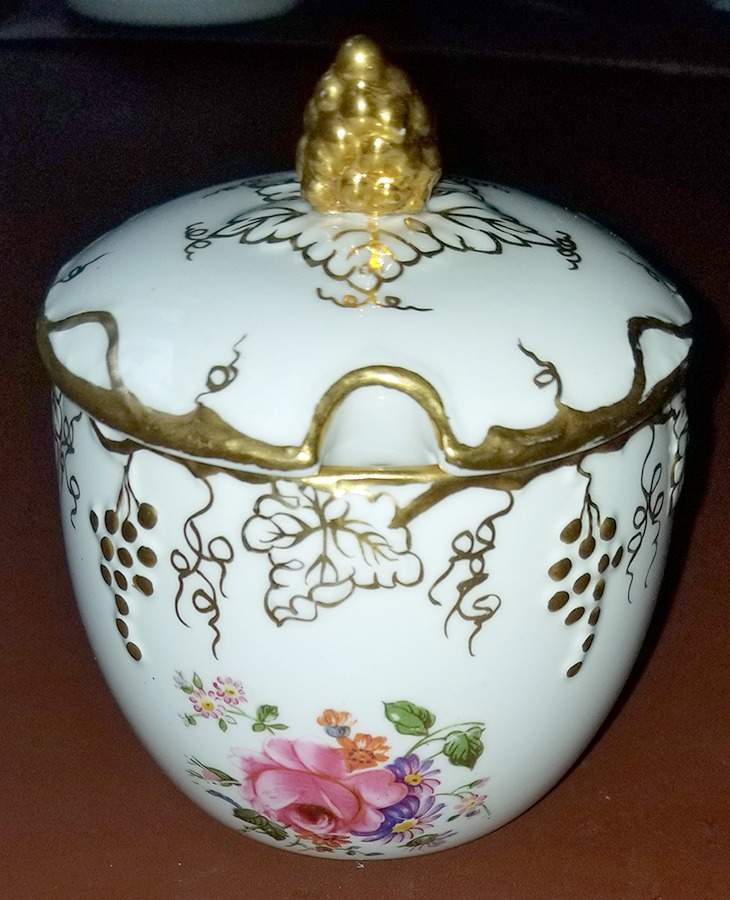 Vine (Posie Center) Jam/Jelly & Lid by Royal Crown Derby-1