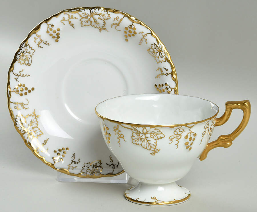 Vine Gold Footed Cup & Saucer Set by Royal Crown Derby-1