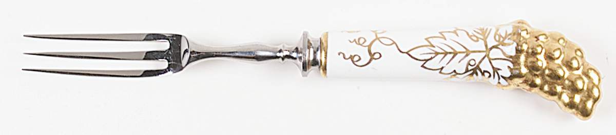 Vine Gold Individual Fruit Fork with Stainless Tines by Royal Crown Derby-1
