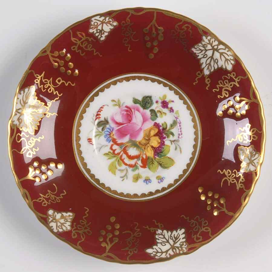 Vine Maroon (Posie Center) Saucer for Demitasse Cup by Royal Crown Derby-1
