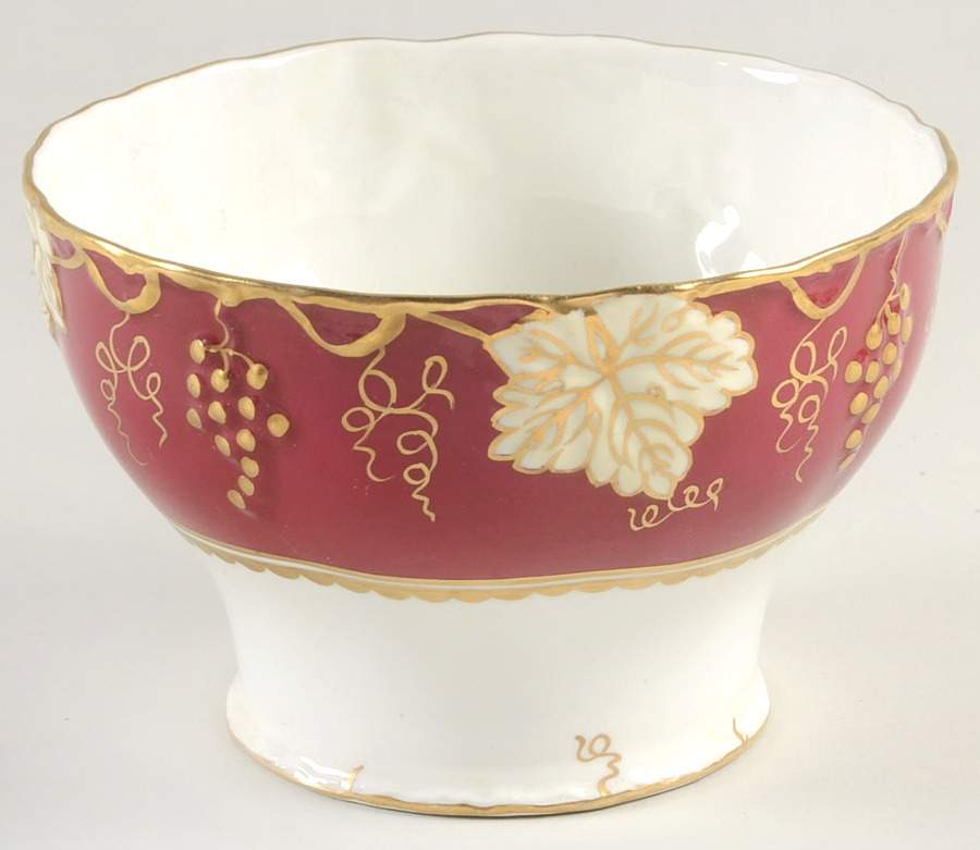 Vine Maroon (No Posie Center) Open Sugar Bowl by Royal Crown Derby-1