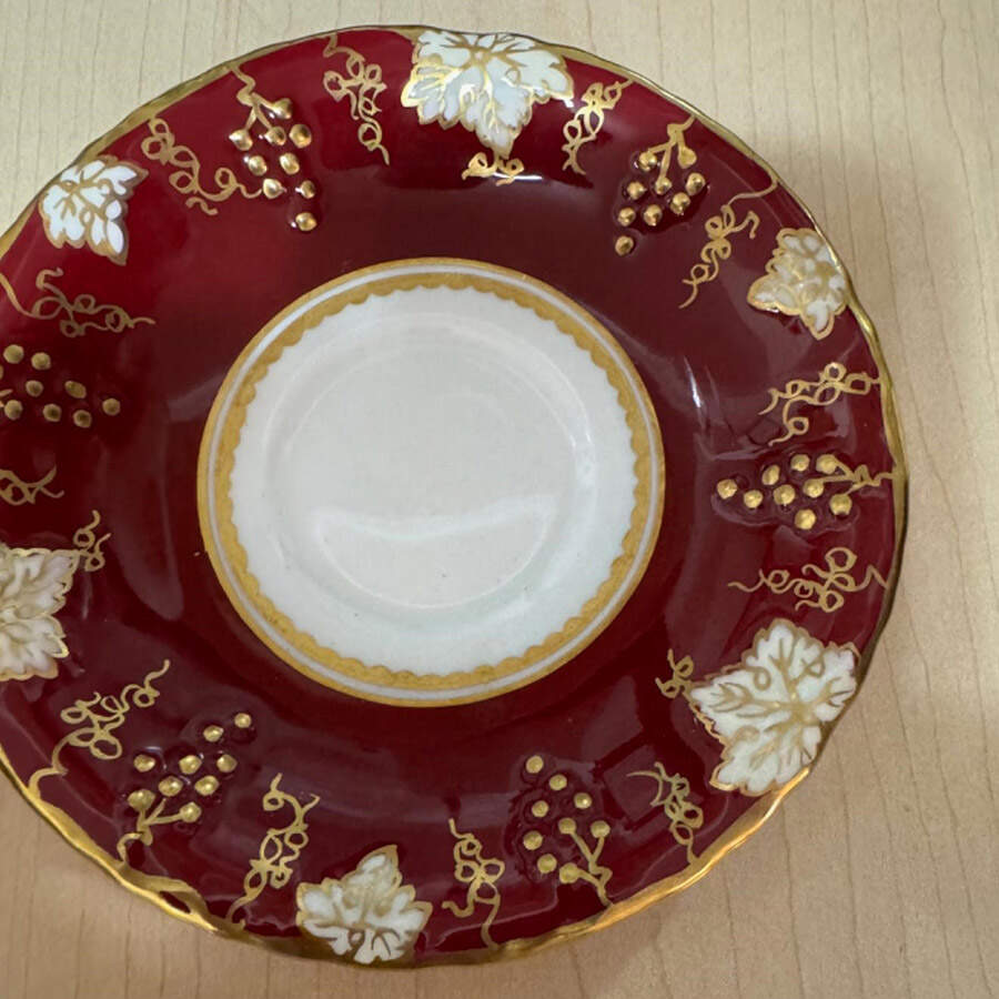 Vine Maroon (No Posie Center) Saucer by Royal Crown Derby-1
