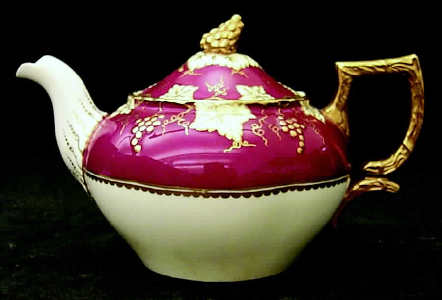 Vine Maroon (No Posie Center) Teapot & Lid by Royal Crown Derby-1