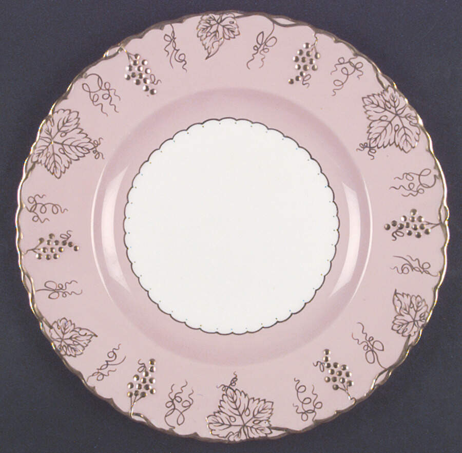 Vine Pink (Salmon, No Floral Center) Dinner Plate by Royal Crown Derby-1