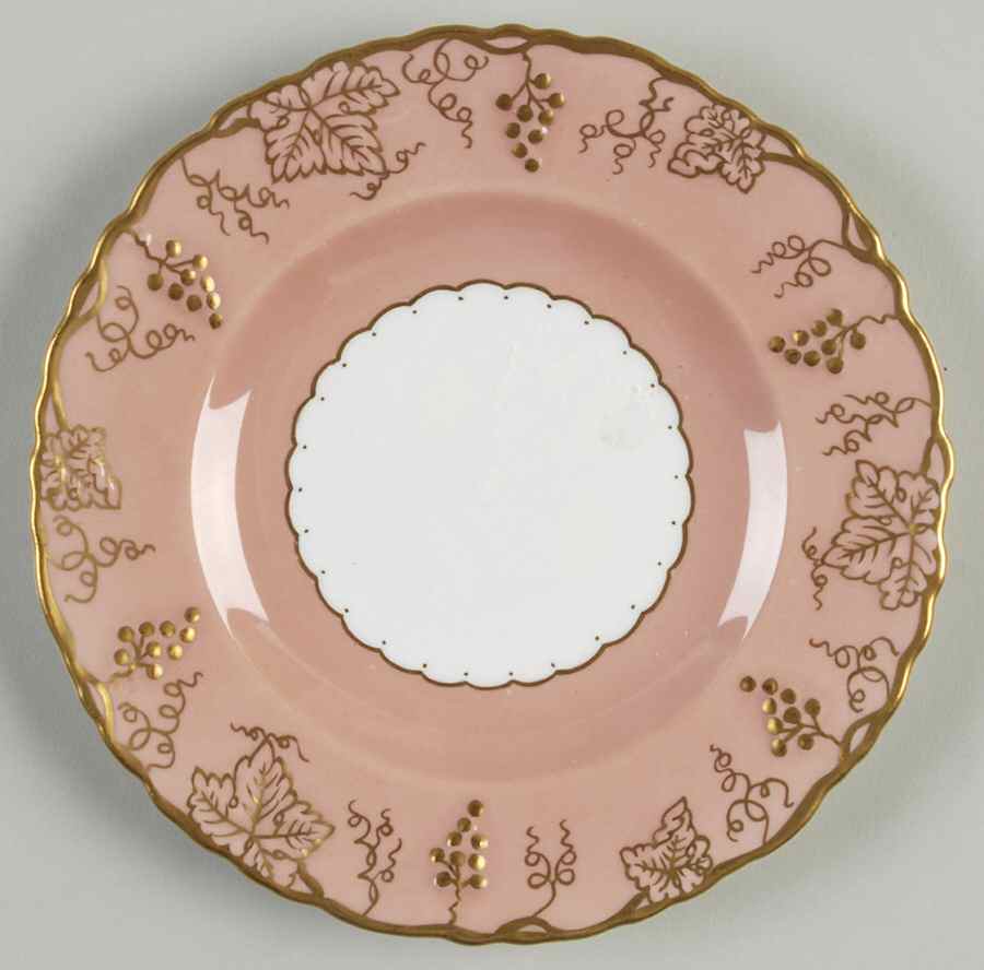 Vine Pink (Salmon, No Floral Center) Bread & Butter Plate by Royal Crown Derby-1