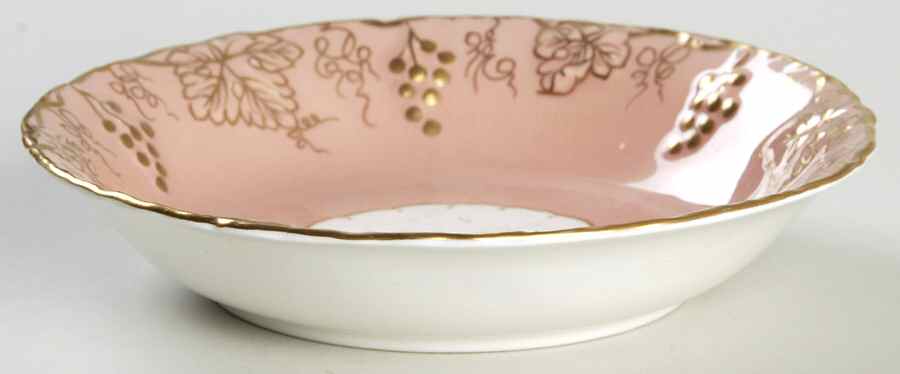 Vine Pink (Salmon, No Floral Center) Fruit/Dessert (Sauce) Bowl by Royal Crown Derby-1