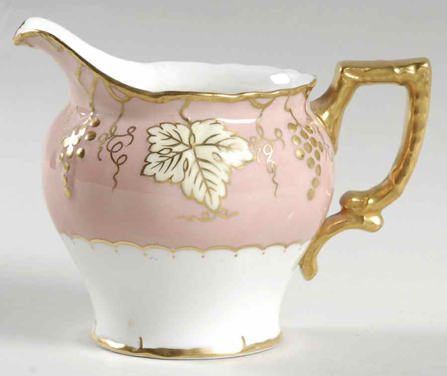 Vine Pink (Salmon, Cream Leaves, No Floral Center) Creamer by Royal Crown Derby-1