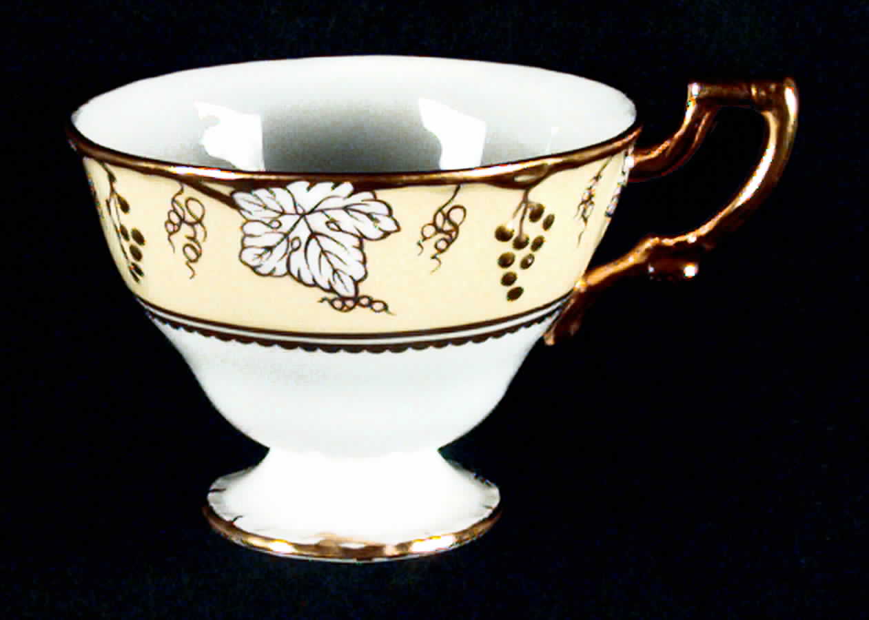 Vine Yellow (White Leaves, Gold Vine) Footed Cup by Royal Crown Derby-1