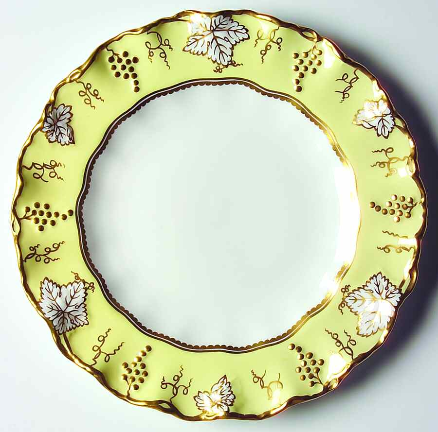 Vine Yellow (White Leaves, Gold Vine) Salad Plate by Royal Crown Derby-1