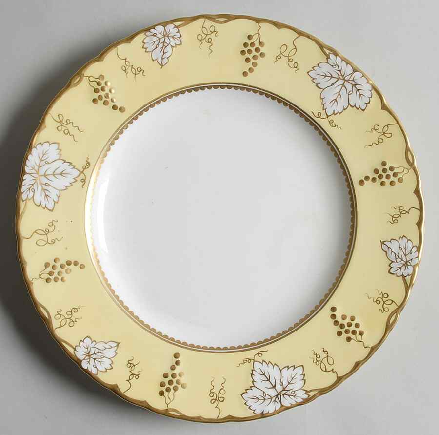 Vine Yellow (White Leaves, Gold Vine) Dinner Plate by Royal Crown Derby-1