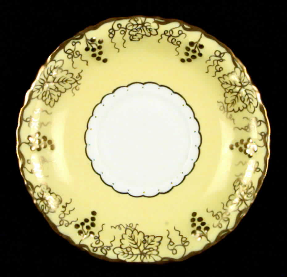 Vine Yellow (Gold Leaves & Vine) Saucer by Royal Crown Derby-1