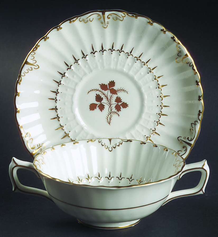 Wentworth Footed Cream Soup Bowl & Saucer Set by Royal Crown Derby-1