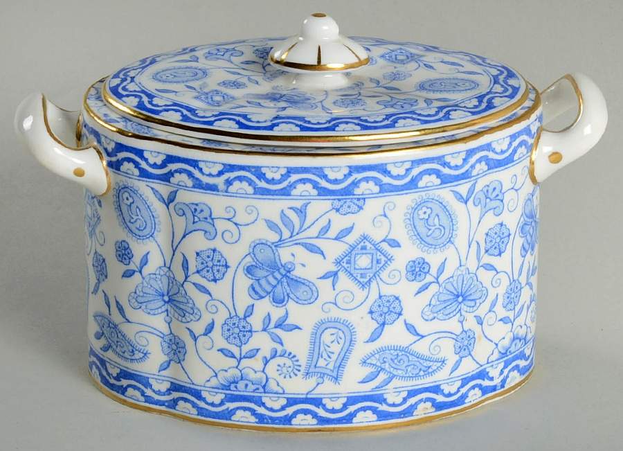 Wilmot Blue (Gold Trim) Sugar Bowl & Lid by Royal Crown Derby-1