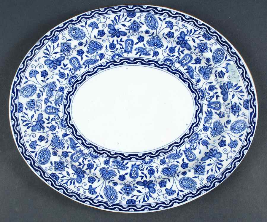 Wilmot Blue (Gold Trim) 11" Oval Serving Platter by Royal Crown Derby-1