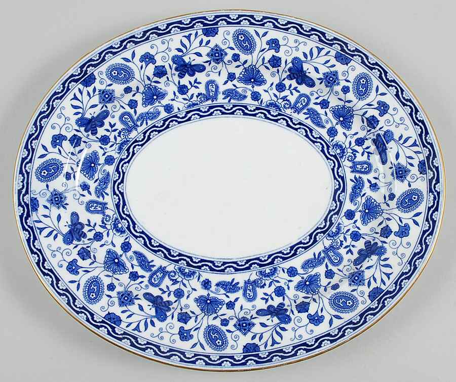 Wilmot Blue (Gold Trim) 13" Oval Serving Platter by Royal Crown Derby-1