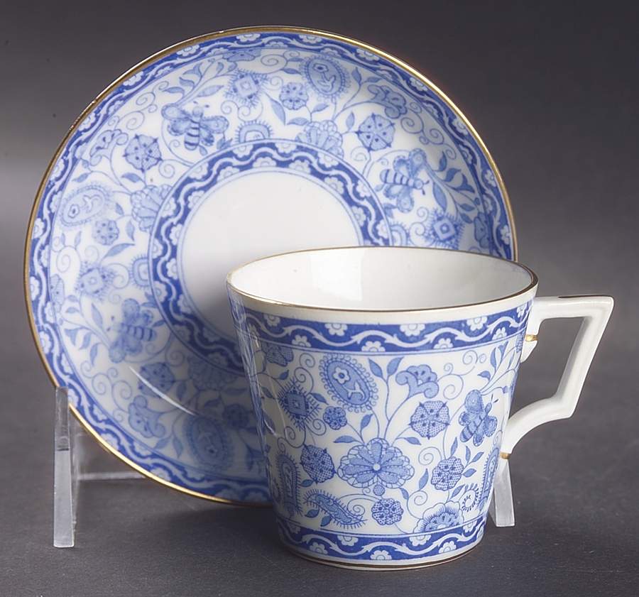 Wilmot Blue (Gold Trim) Flat Demitasse Cup & Saucer Set by Royal Crown Derby-1