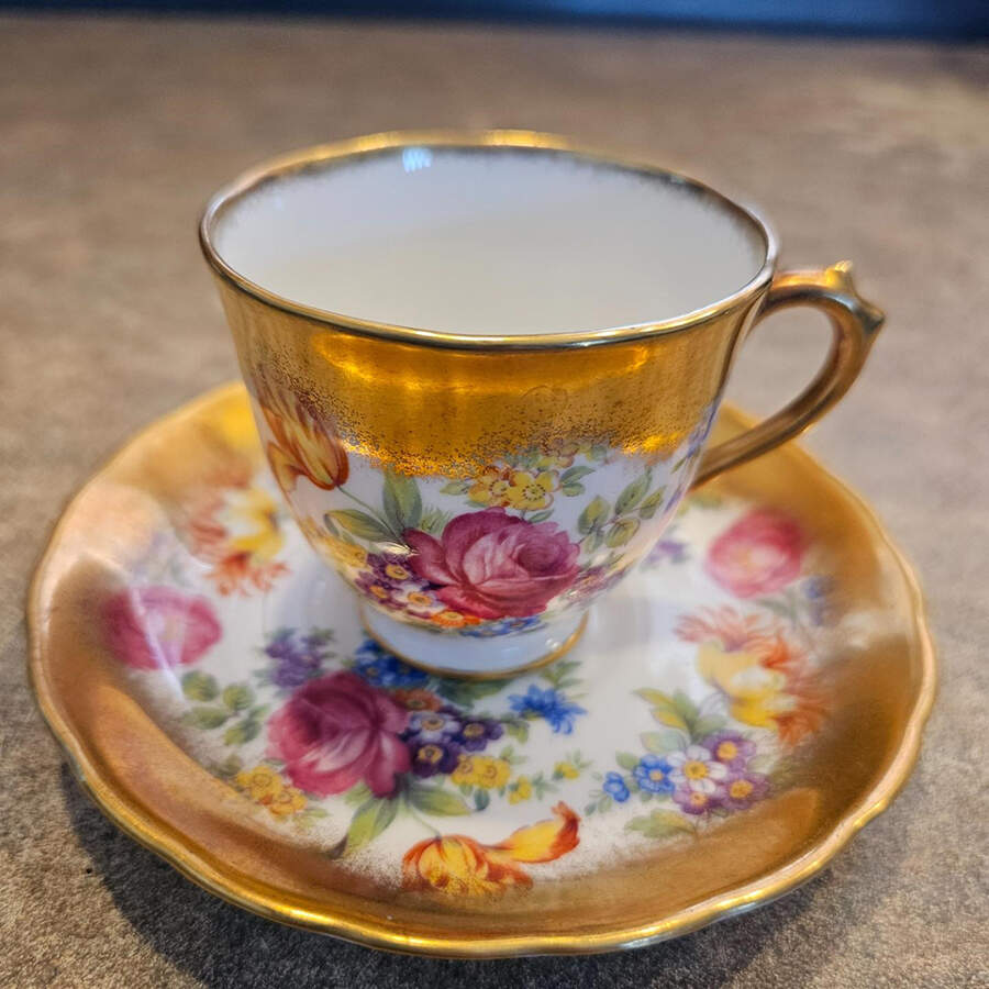 4152a Footed Demitasse Cup & Saucer Set by Royal Chelsea-1