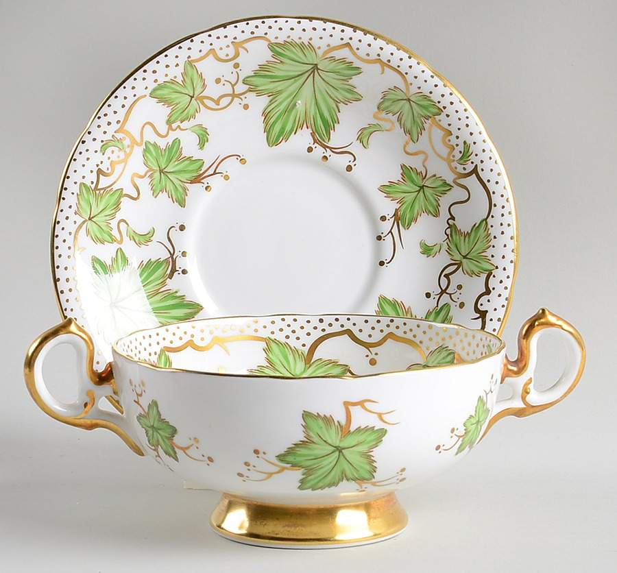 426A Footed Cream Soup Bowl & Saucer Set by Royal Chelsea-1