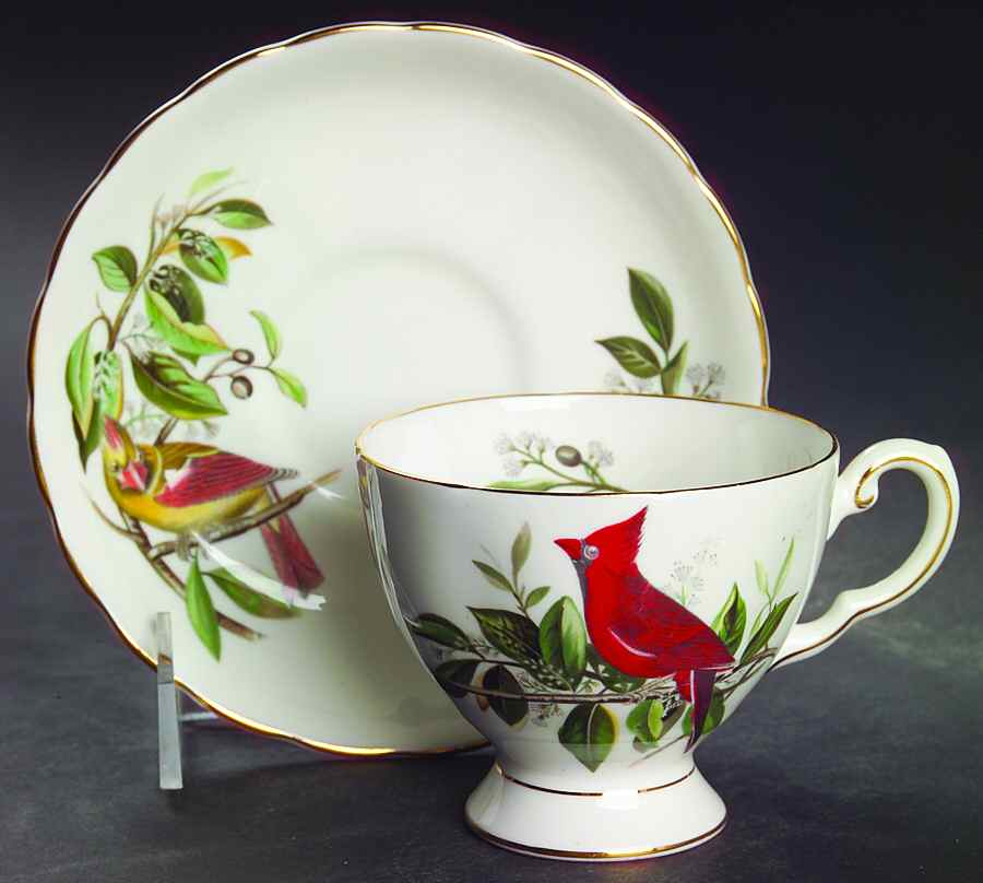 Audubon Birds Footed Cup & Saucer Set by Royal Chelsea-1