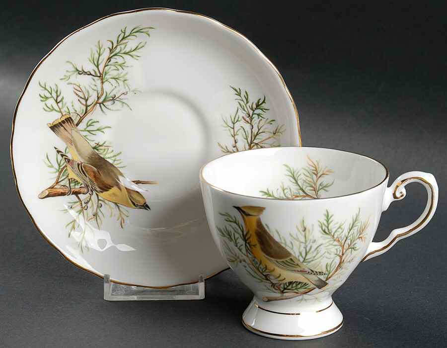 Audubon Birds Footed Cup & Saucer Set by Royal Chelsea-1