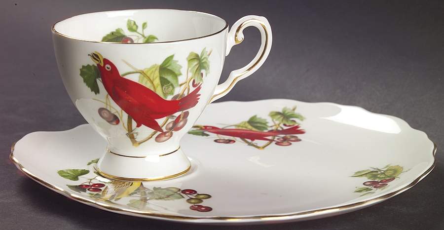 Audubon Birds Snack Plate & Cup Set by Royal Chelsea-1