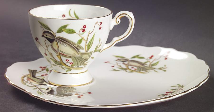 Audubon Birds Snack Plate & Cup Set by Royal Chelsea-1
