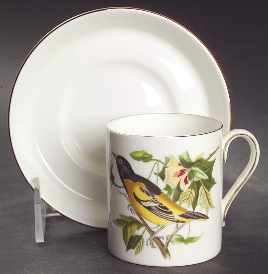 Audubon Birds Flat Demitasse Cup & Saucer Set by Royal Chelsea-1