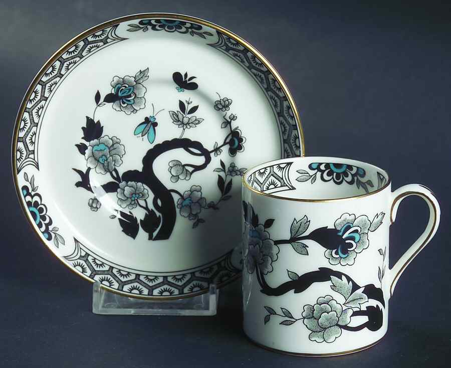 Black Mandarin Flat Demitasse Cup & Saucer Set by Royal Chelsea-1