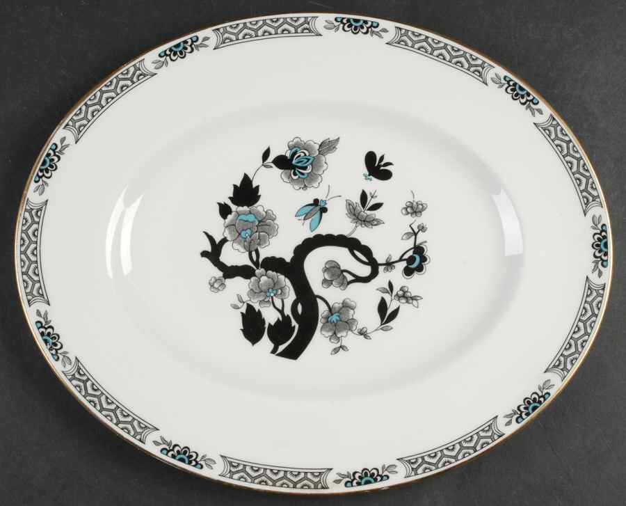 Black Mandarin 13" Oval Serving Platter by Royal Chelsea-1