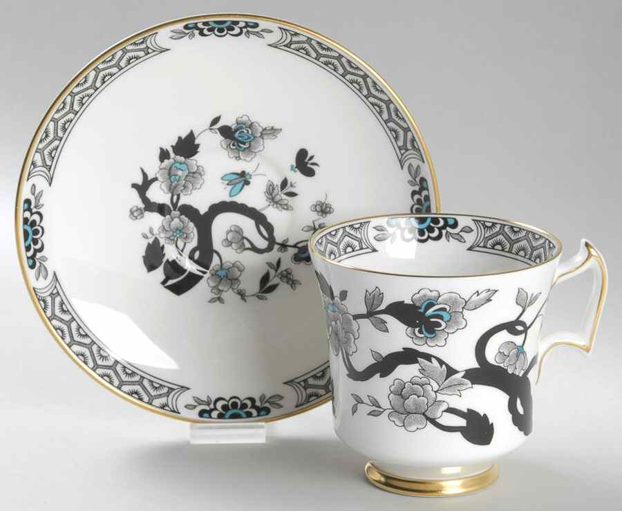 Black Mandarin Footed Cup & Saucer Set by Royal Chelsea-1