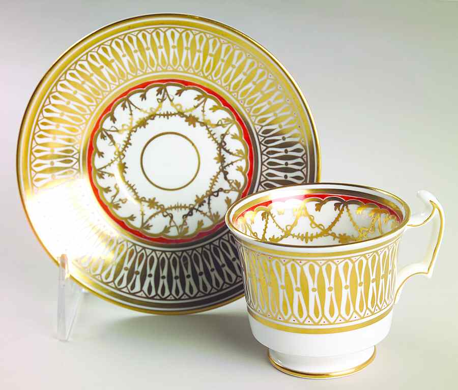 Cathedral Footed Demitasse Cup & Saucer Set by Royal Chelsea-1